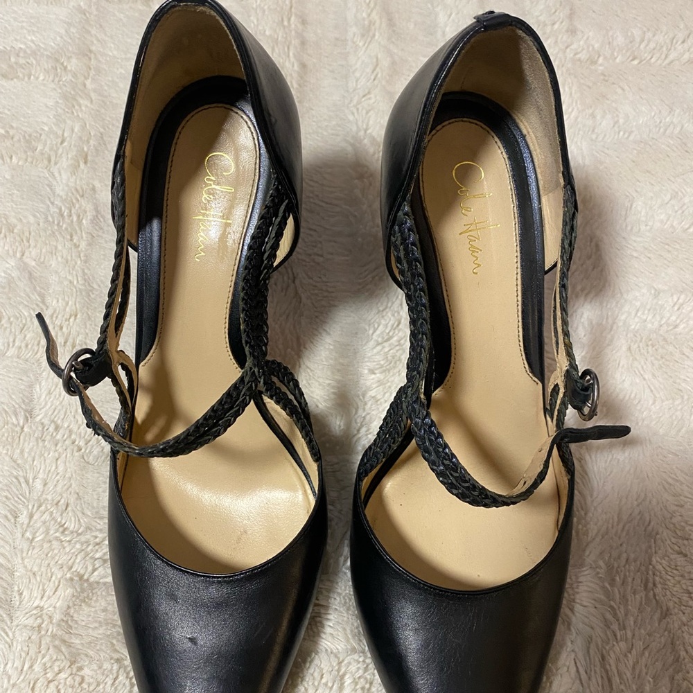 Cole Haan Women's Black Braided Leather Heels